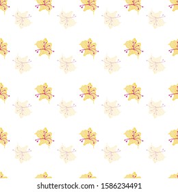 Vector white background lily garden seamless pattern illustration for birthday, floral fabric, party event, decoration, gift wrap, scrapbook project, print, fabric, wallpaper textile design