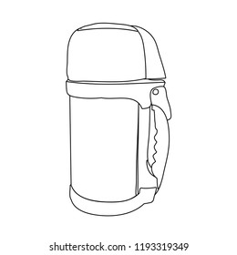 vector, white background, outline, thermos for drinks
