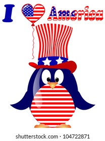 vector white background with penguin fourth of July