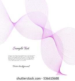Vector white background with pink abstract wave and example text  