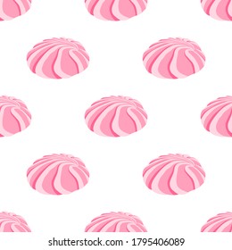 vector white background with pink marshmallow, seamless pattern