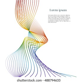 Vector white background with rainbow wave and example text