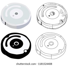 vector, white background, robot vacuum cleaner