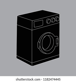 vector, white background, silhouette, icon washing machine