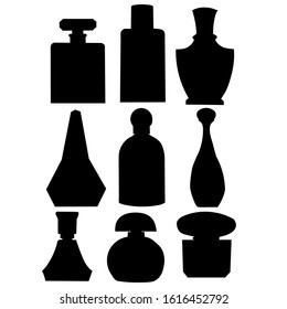 vector, white background, vector, white background, silhouette perfume, set