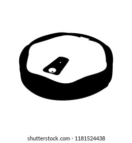 vector, white background, silhouette robot vacuum cleaner