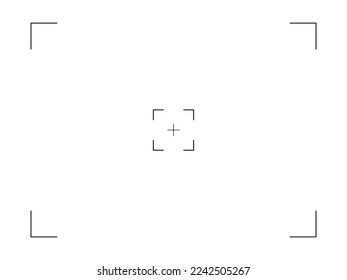 Vector white background with simple camera recording screen. Viewfinder vector template frame with focus for camera.