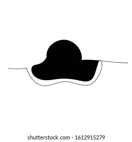 vector, white background, simple silhouette of a female hat