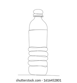 vector, white background, single line drawing of a water bottle