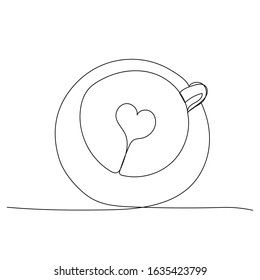 vector, white background, single line drawing of a cup of coffee