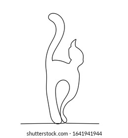 vector, white background, single line drawing of cat icon