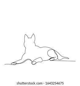 vector, white background, single line drawing of a cat