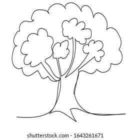 vector, white background, single line drawing of a tree