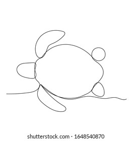 vector, white background, single line drawing of a turtle