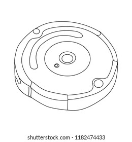 vector, white background, sketch cleaning, robot vacuum cleaner