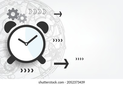 Vector white background time speed concept.analog clock machanical