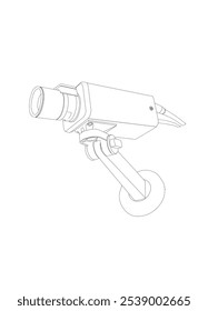 vector, white background, video surveillance camera, sketch. Cctv in line art vector style, isolated on white background. Cctv in line art vector style for coloring book.