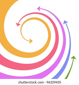 Vector white background with wave of colorful arrows. Abstract concept illustration with space for text.