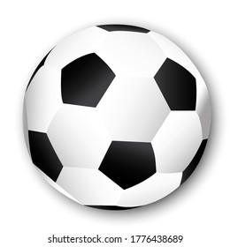 Vector Of A White Ball For Soccer. Illustration Of An Isolated, Realistic Soccerball. Leather Football League Symbol.