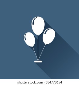 Vector white balloons icon on dark background 