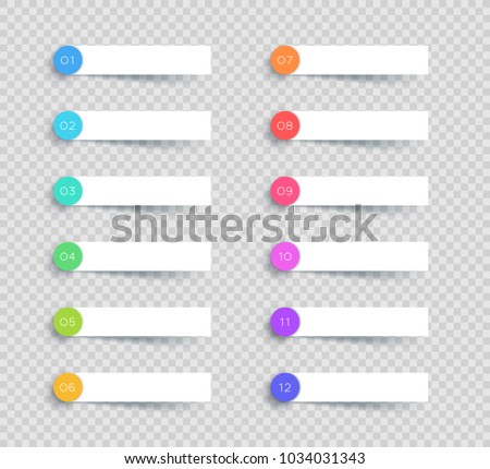 Vector White Banner Elements Number 1 to 12