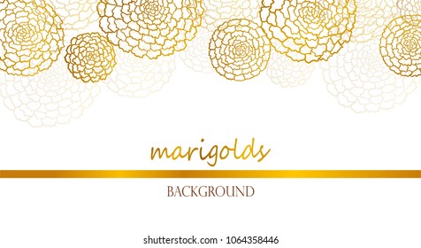 Vector white banner with golden marigolds