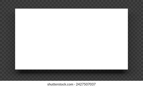 Vector White Banner with Realistic Shadow on Transparent Background. Clean Template for Business Website Banner Promotion. Vector Illustration.