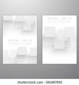 Vector white banner squares. Abstract grey background. 