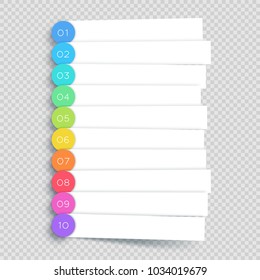 Vector White Banner Steps Infographic List 1 to 10
