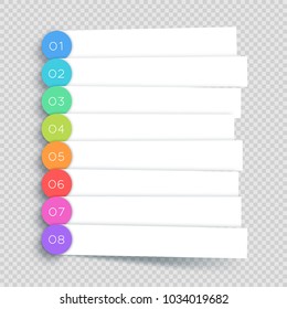 Vector White Banner Steps Infographic List 1 to 8