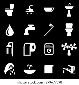 Vector white bathroom icon set.