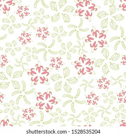 Vector white beautiful bananas in floral arrangement seamless pattern background
