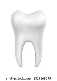 Vector white beautiful shiny tooth illustration isolated on white background