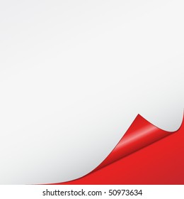 vector white bended paper with red background