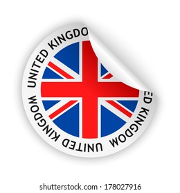 vector white bent sticker with flag of the united kingdom of great Britain and northern Ireland