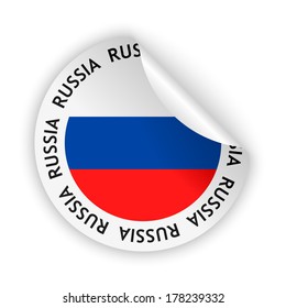 vector white bent sticker with flag of Russia