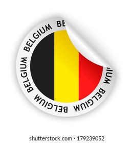 vector white bent sticker with flag of the belgium