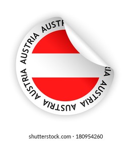 vector white bent sticker with flag of the austria