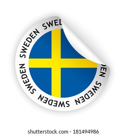 vector white bent sticker with flag of the sweden