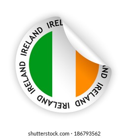 vector white bent sticker with flag of the ireland
