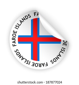 vector white bent sticker with flag of the faroe islands