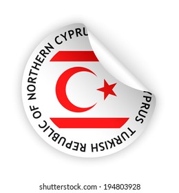 vector white bent sticker with flag of the turkish republic of northern cyprus