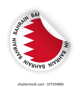 vector white bent sticker with flag of the bahrain