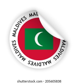 vector white bent sticker with flag of the maldives