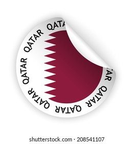 vector white bent sticker with flag of the qatar