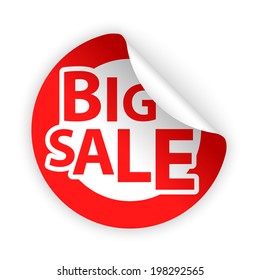 vector white bent sticker with red sale sign