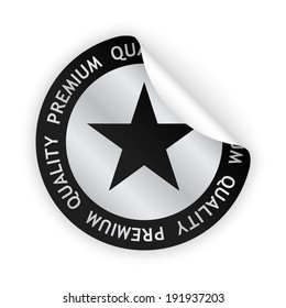 vector white bent sticker with symbol of premium quality