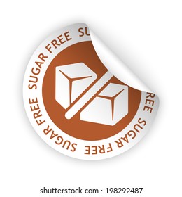 vector white bent sticker with symbol of sugar free