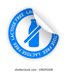 vector white bent sticker with symbol of lactose free