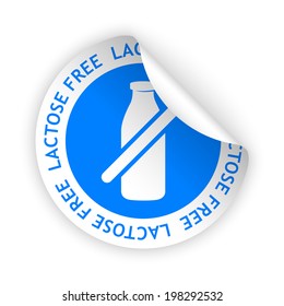 vector white bent sticker with symbol of lactose free